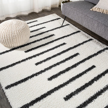Alaro Berber Stripe Shag Area Rug